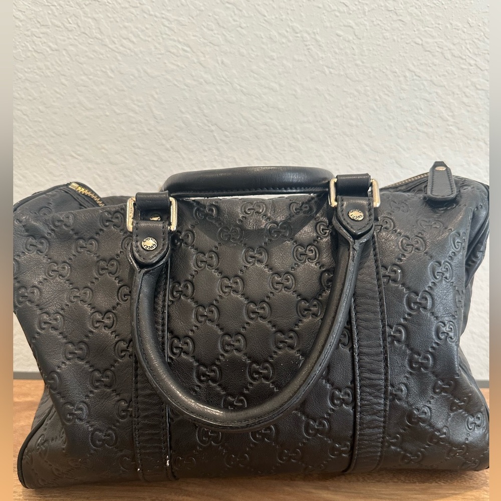 Vintage Gucci Black Embossed Leather Bag - Picture 3 of 7